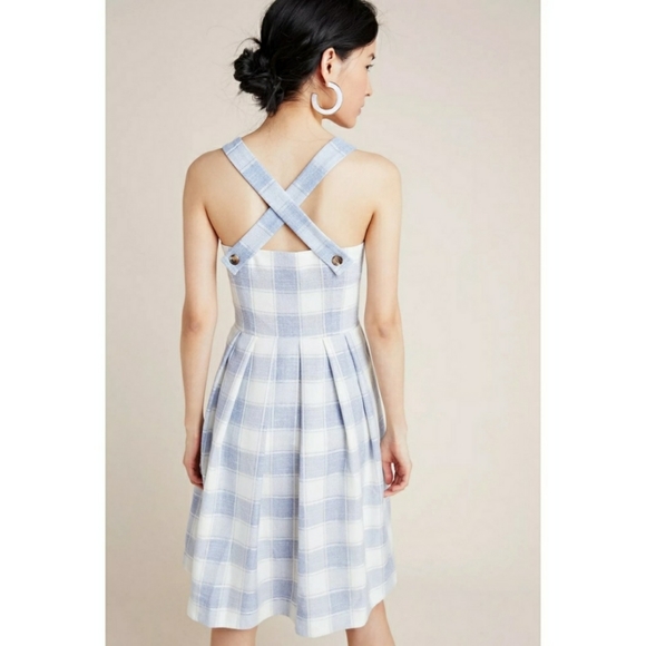 NEW Gal Meets Glam Nikki Gingham Dress blue white - Picture 2 of 10